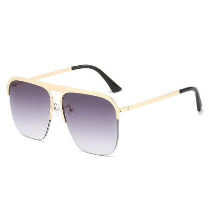 Square Frame Semi-Rimless Oversized Sunglasses
