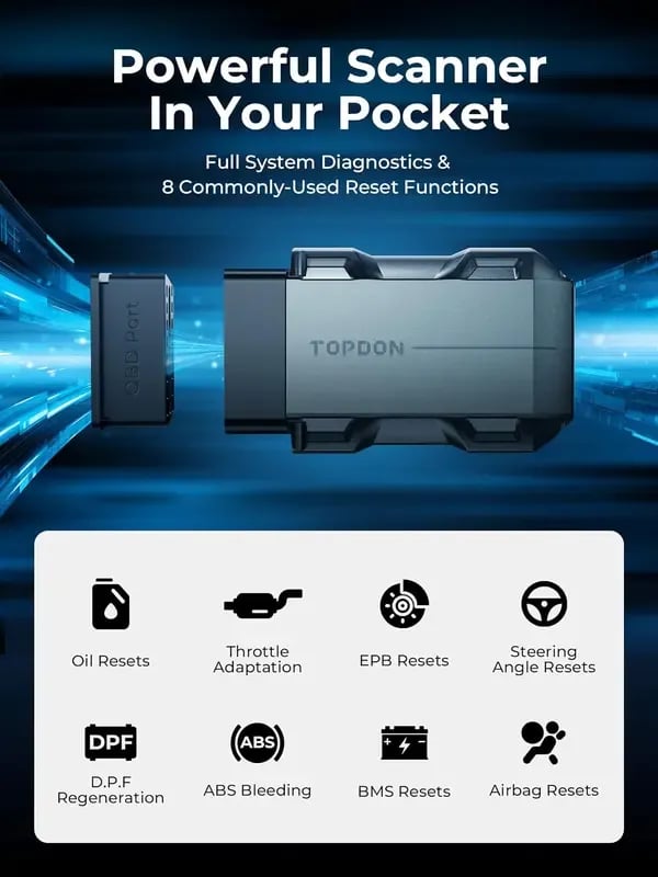 TopScan OBD2 Scanner Bluetooth Wireless Full System Diagnostic Tool