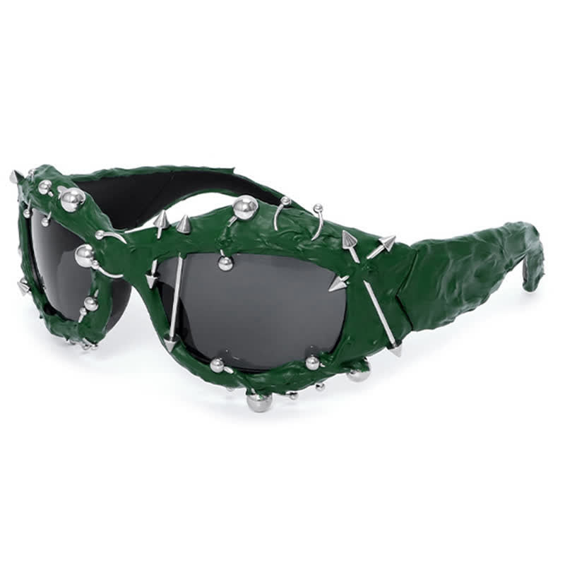 CyberPunk Style Irregular Shaped Rivet Decor Sunglasses for Party