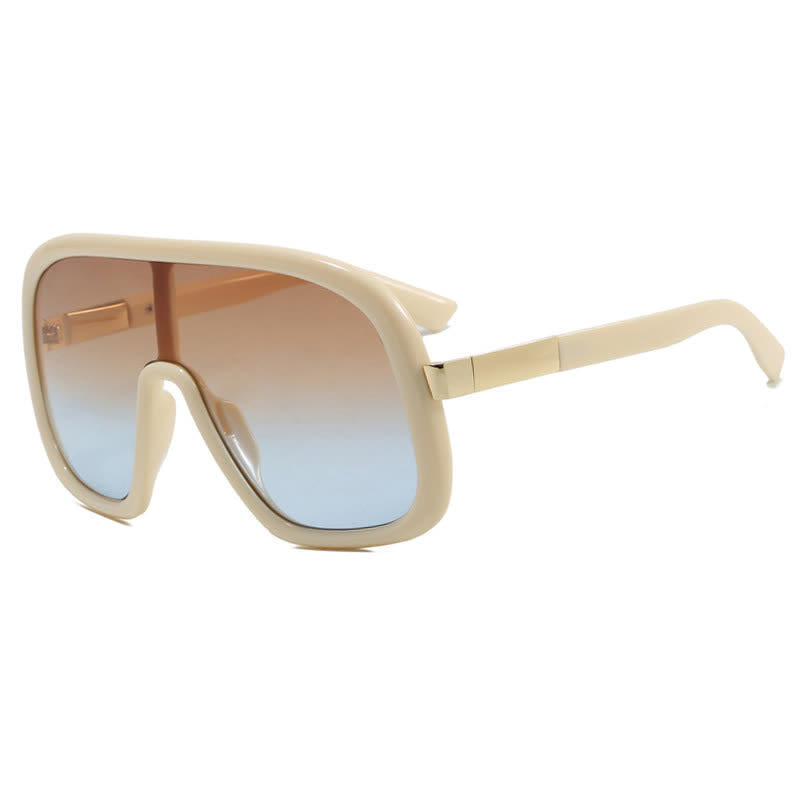 Flat Top Double Bridges Oversized Trendy Aviator Sunglasses
