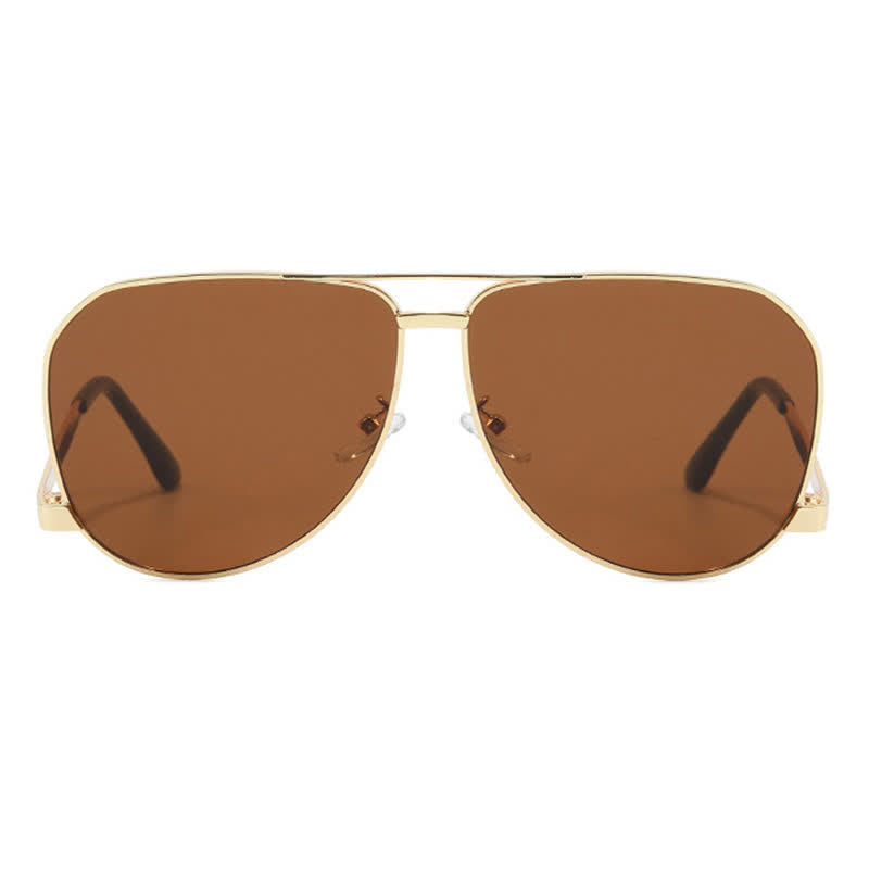 Double Bridges Metal Temples Aviator Sunglasses