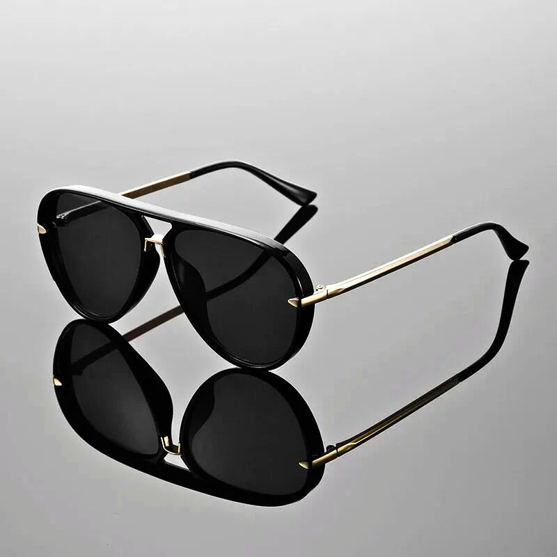 Double Bridges Metal Temples Aviator Sunglasses