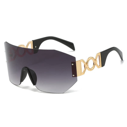 One-piece Rimless Oversized Tined Sunglasses