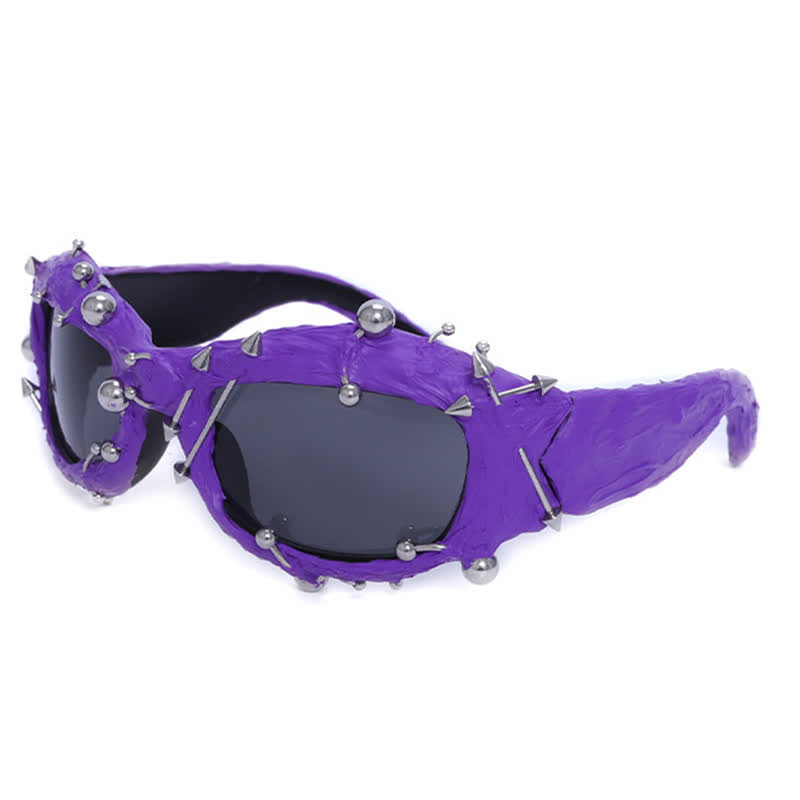 CyberPunk Style Irregular Shaped Rivet Decor Sunglasses for Party
