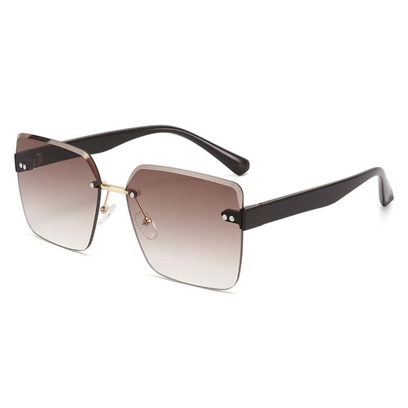 Oversized Square Frame Hipster Rimless Sunglasses