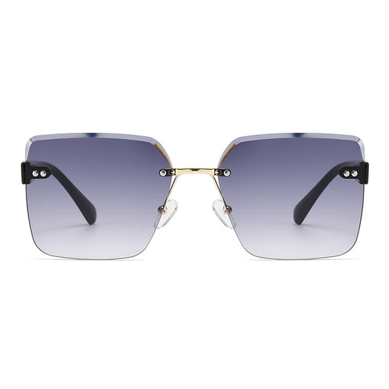 Oversized Square Frame Hipster Rimless Sunglasses