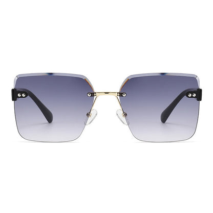 Oversized Square Frame Hipster Rimless Sunglasses