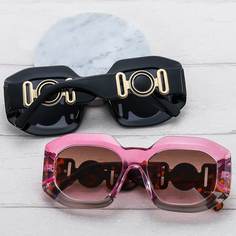 Trendy Geometric Thick Frame Sunglasses