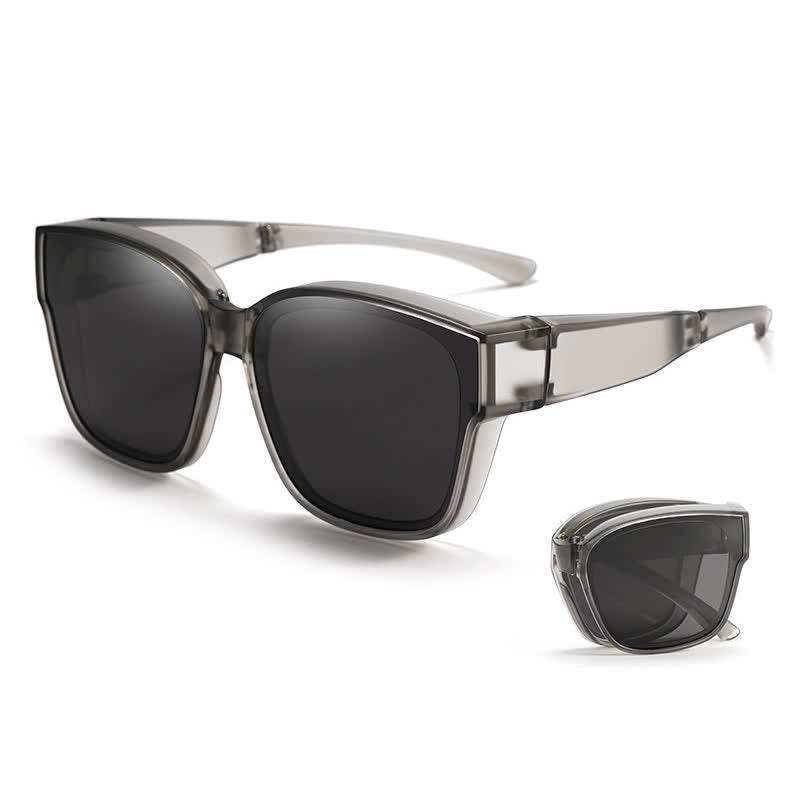 Fit Over Glasses Square Frame Foldable Polarized Sunglasses for Women Men