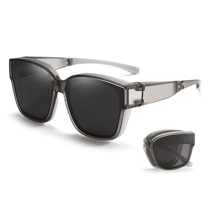 Fit Over Glasses Square Frame Foldable Polarized Sunglasses for Women Men