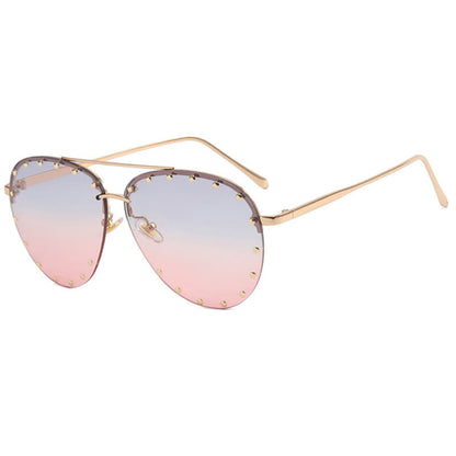 Rivets Decor Double Bridges Retro Aviator Sunglasses