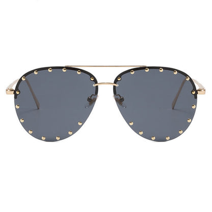 Rivets Decor Double Bridges Retro Aviator Sunglasses
