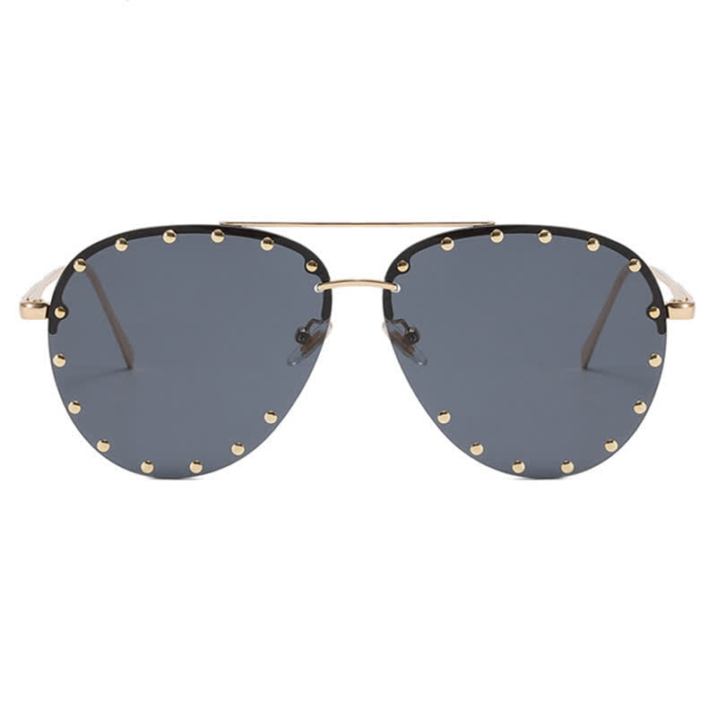 Rivets Decor Double Bridges Retro Aviator Sunglasses