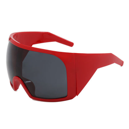 One-piece Lens Oversized Wrap Around Futuristic Sunglasses For Outdoor Sports