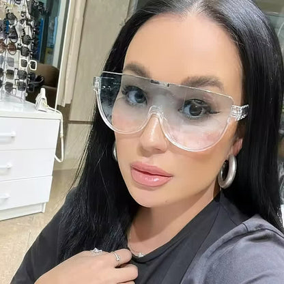 Oversized Frame Semi-Rimless Aviator Sunglasses