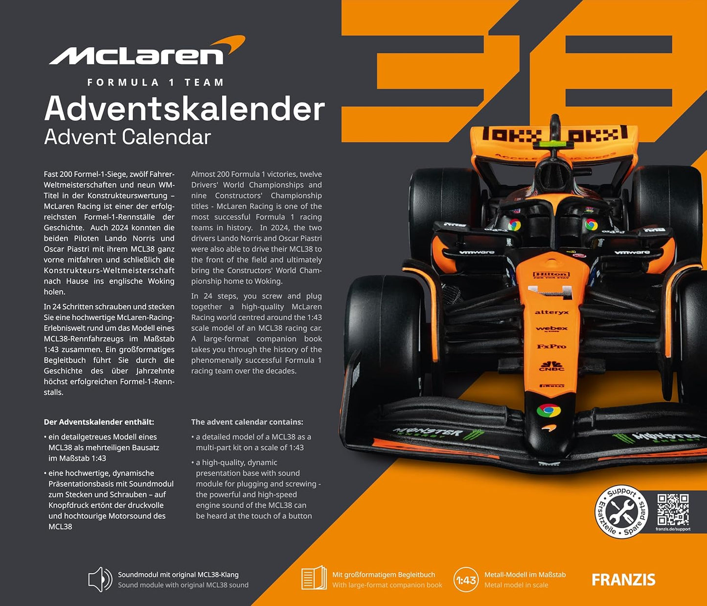 🔥HOT SALE 70% OFF✨McLaren Racing Advent Calendar 2025 Model Kit🏎️