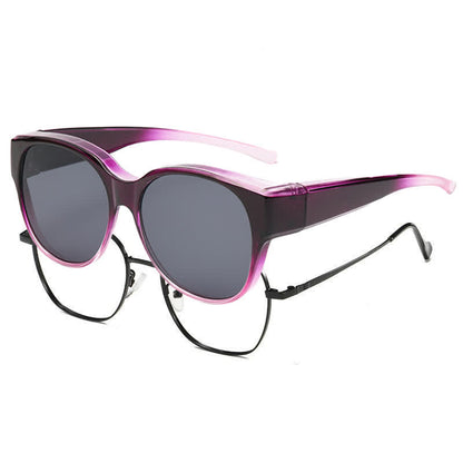 Polarized Round Frame Driving Sunglasses Fit Over Glasses for Women Men