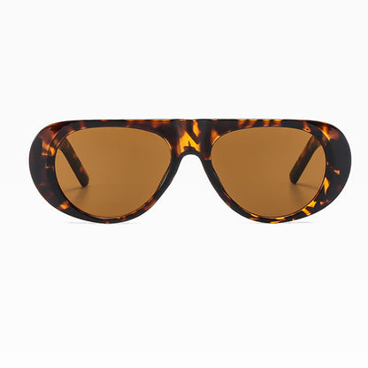 Oval Frame Wide Temples Vintage Aviator Sunglasses