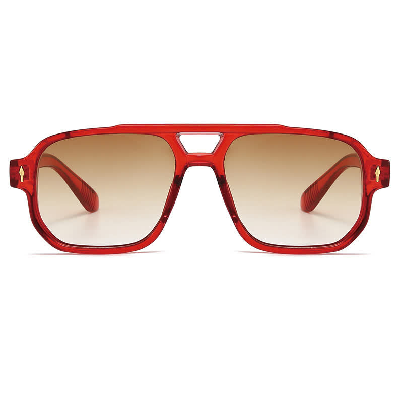 Square Frame Double Bridges Vintage Arrow Sunglasses