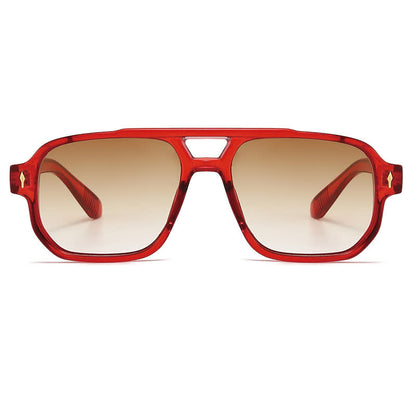 Square Frame Double Bridges Vintage Arrow Sunglasses