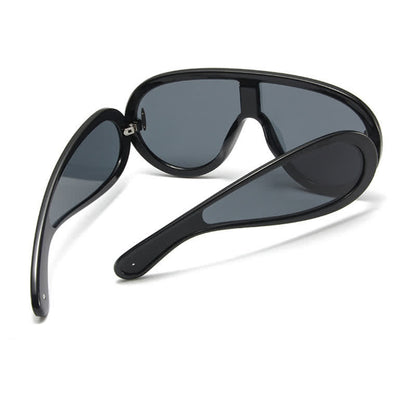 Steampunk One-piece Frame Oversized Mirrored Sunglasses