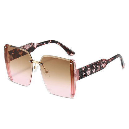 Square Frame Oversized Rimless Sunglasses