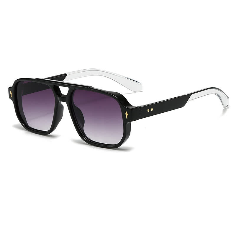 Square Frame Double Bridges Vintage Arrow Sunglasses