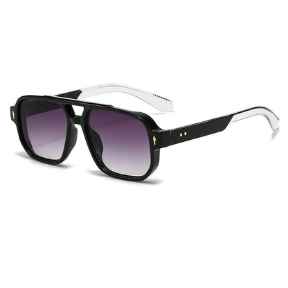Square Frame Double Bridges Vintage Arrow Sunglasses