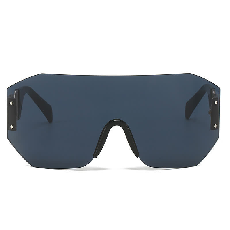 One-piece Rimless Oversized Tined Sunglasses