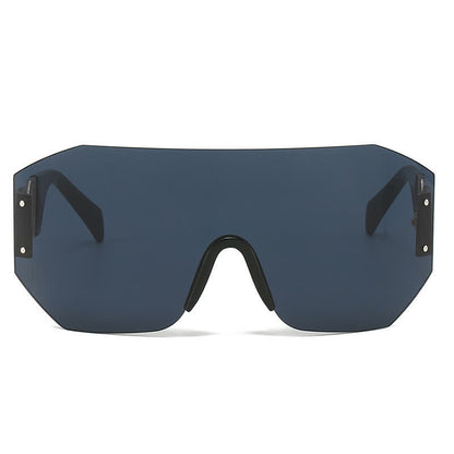 One-piece Rimless Oversized Tined Sunglasses