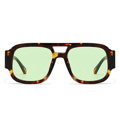 Square Frame Double Bridges Classic Thick Sunglasses