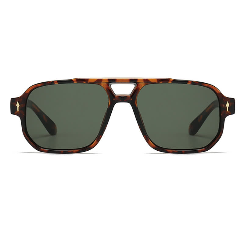 Square Frame Double Bridges Vintage Arrow Sunglasses
