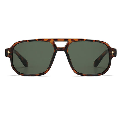 Square Frame Double Bridges Vintage Arrow Sunglasses