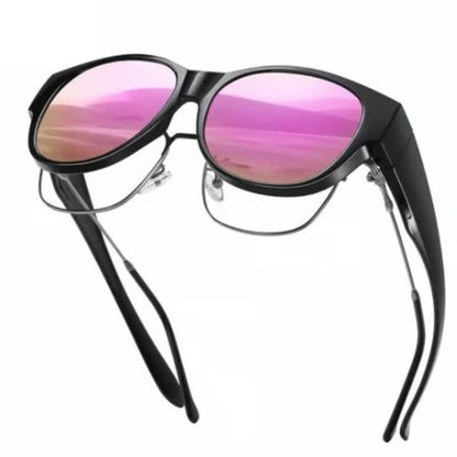 Polarized Round Frame Driving Sunglasses Fit Over Glasses for Women Men