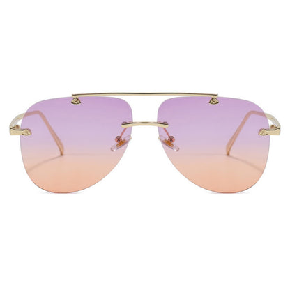 Rimless Double Bridges Retro Aviator Sunglasses