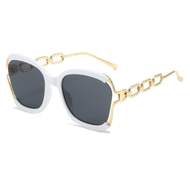 Fashion Square Chain Temples Oversized Sunglasses