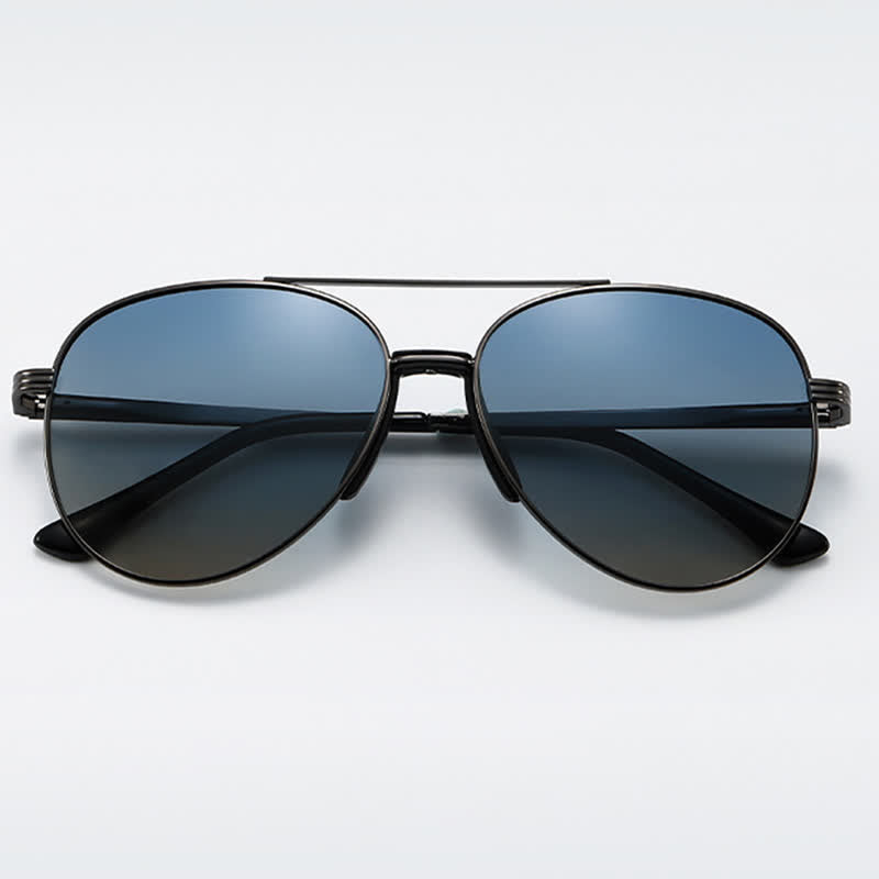 Double Bridges Hipster Polarized Photochromic Aviator Sunglasses