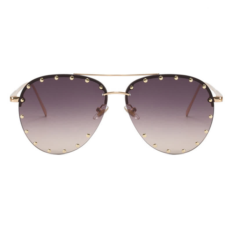 Rivets Decor Double Bridges Retro Aviator Sunglasses