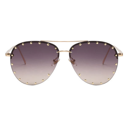 Rivets Decor Double Bridges Retro Aviator Sunglasses