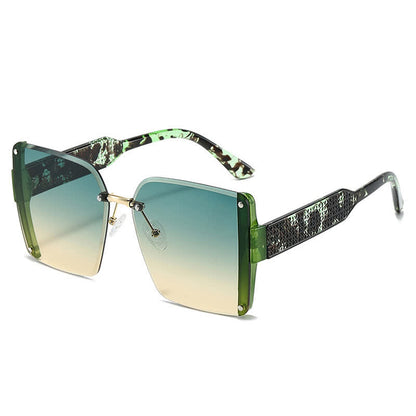 Square Frame Oversized Rimless Sunglasses