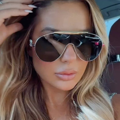 Oversized One-piece Aviator Sunglasses
