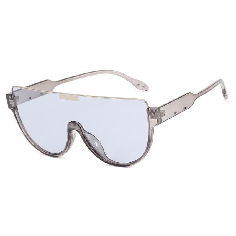 Oversized Frame Semi-Rimless Aviator Sunglasses