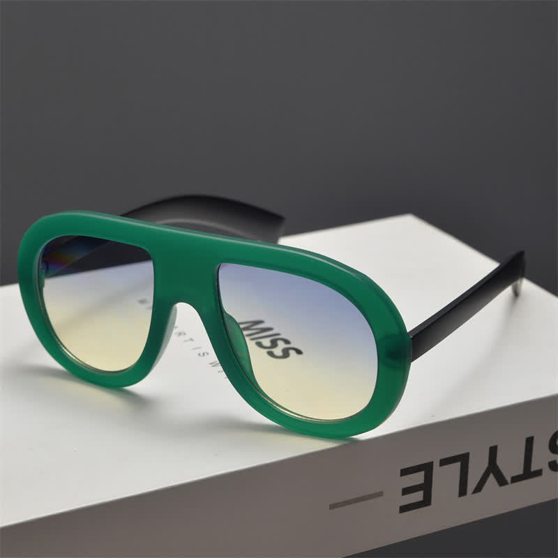 Oversized Frame Hipster Aviator Sunglasses