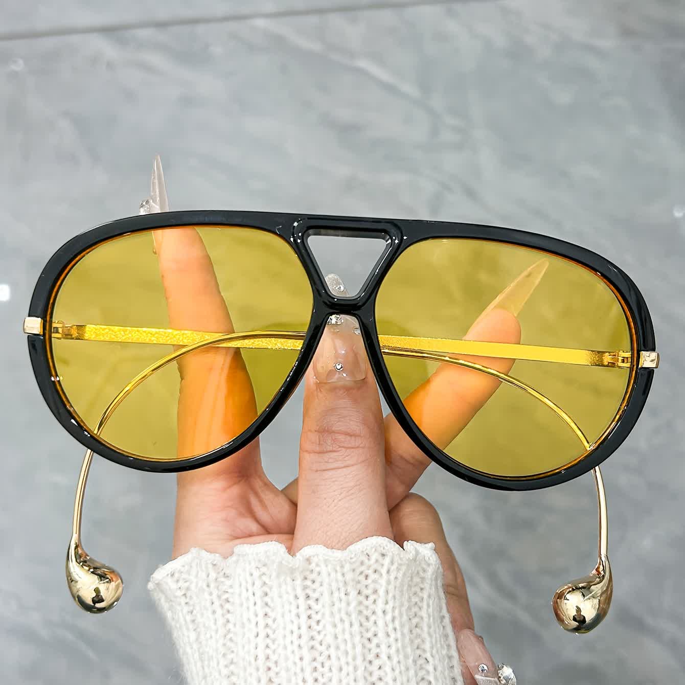 Double Bridges Metal Temples Aviator Sunglasses