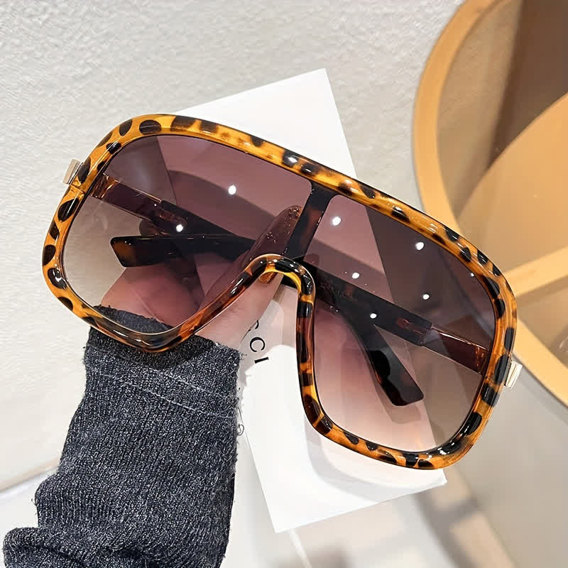 Flat Top Double Bridges Oversized Trendy Aviator Sunglasses