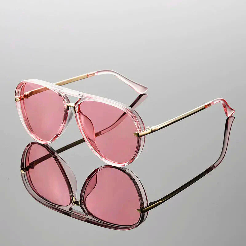 Double Bridges Metal Temples Aviator Sunglasses