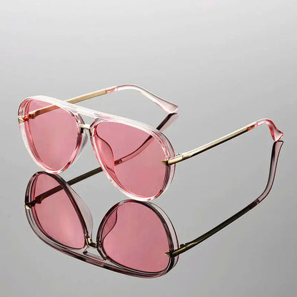 Double Bridges Metal Temples Aviator Sunglasses