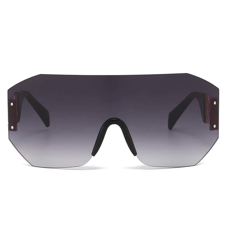 One-piece Rimless Oversized Tined Sunglasses