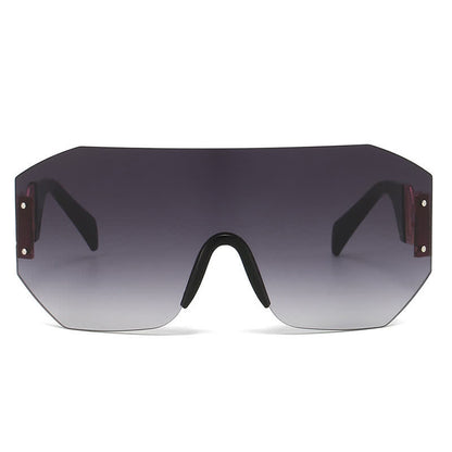One-piece Rimless Oversized Tined Sunglasses