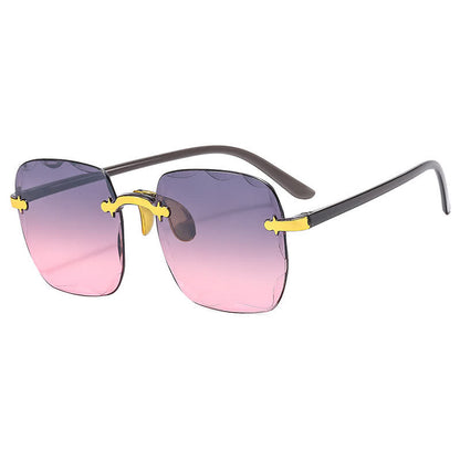 Square Frame Oversized Trendy Rimless Sunglasses